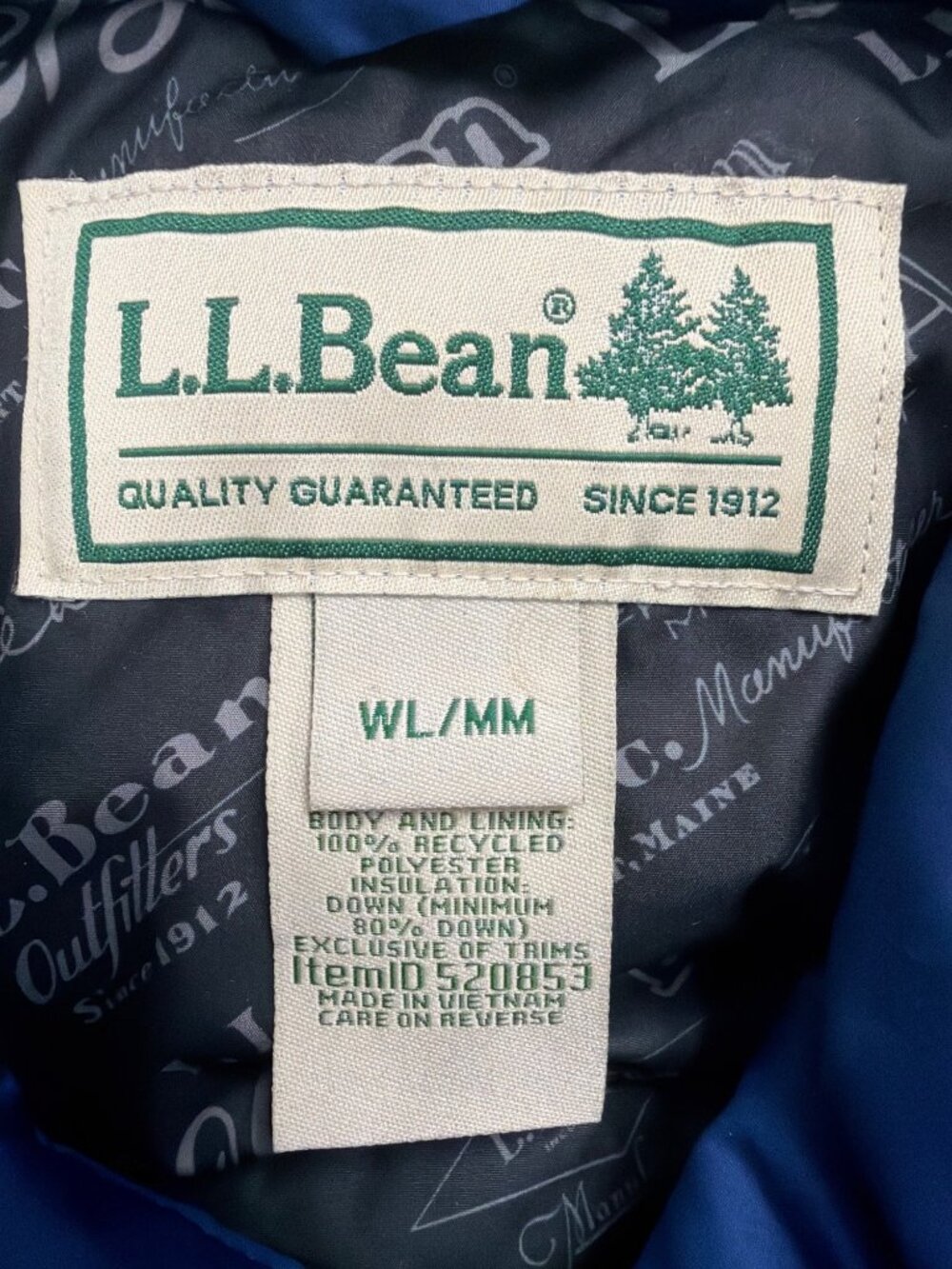 L.L. Bean Mens Colbalt Blue Down Jacket With Tags Warm Winter Sz M - Picture 9 of 13